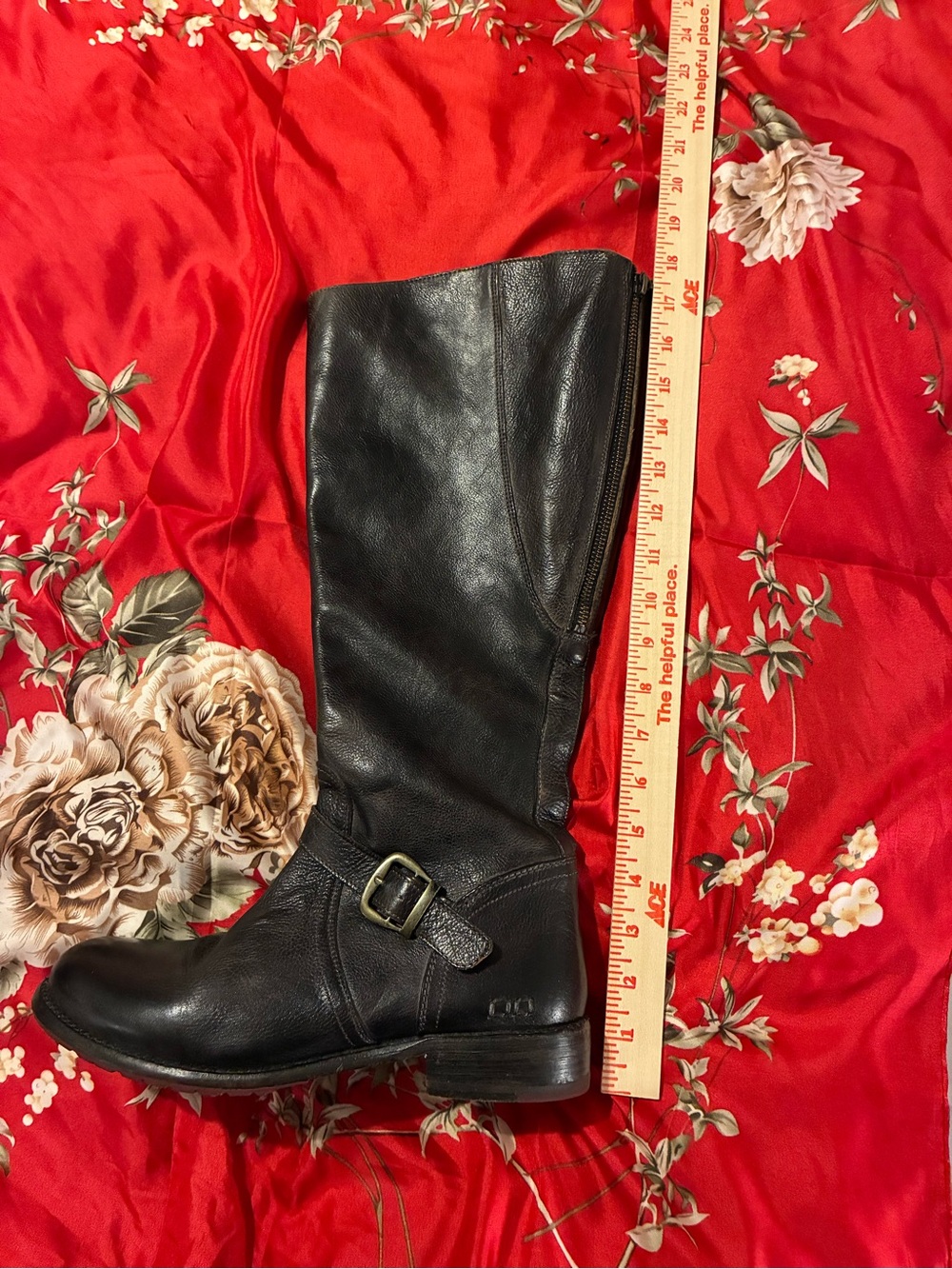 WIDE CALF**RARE** Genuine Leather Bed Stu Knee High Grunge Moto Boots - Picture 10 of 13